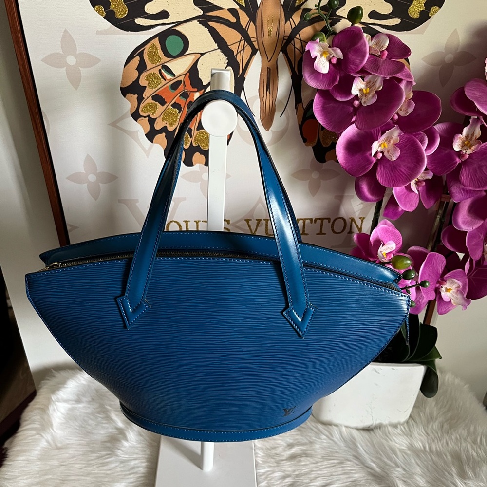 #027 LV EPI BLUE LEATHER BAG W/ FREE LV EPI COMPACT WALET - Picture 2 of 12